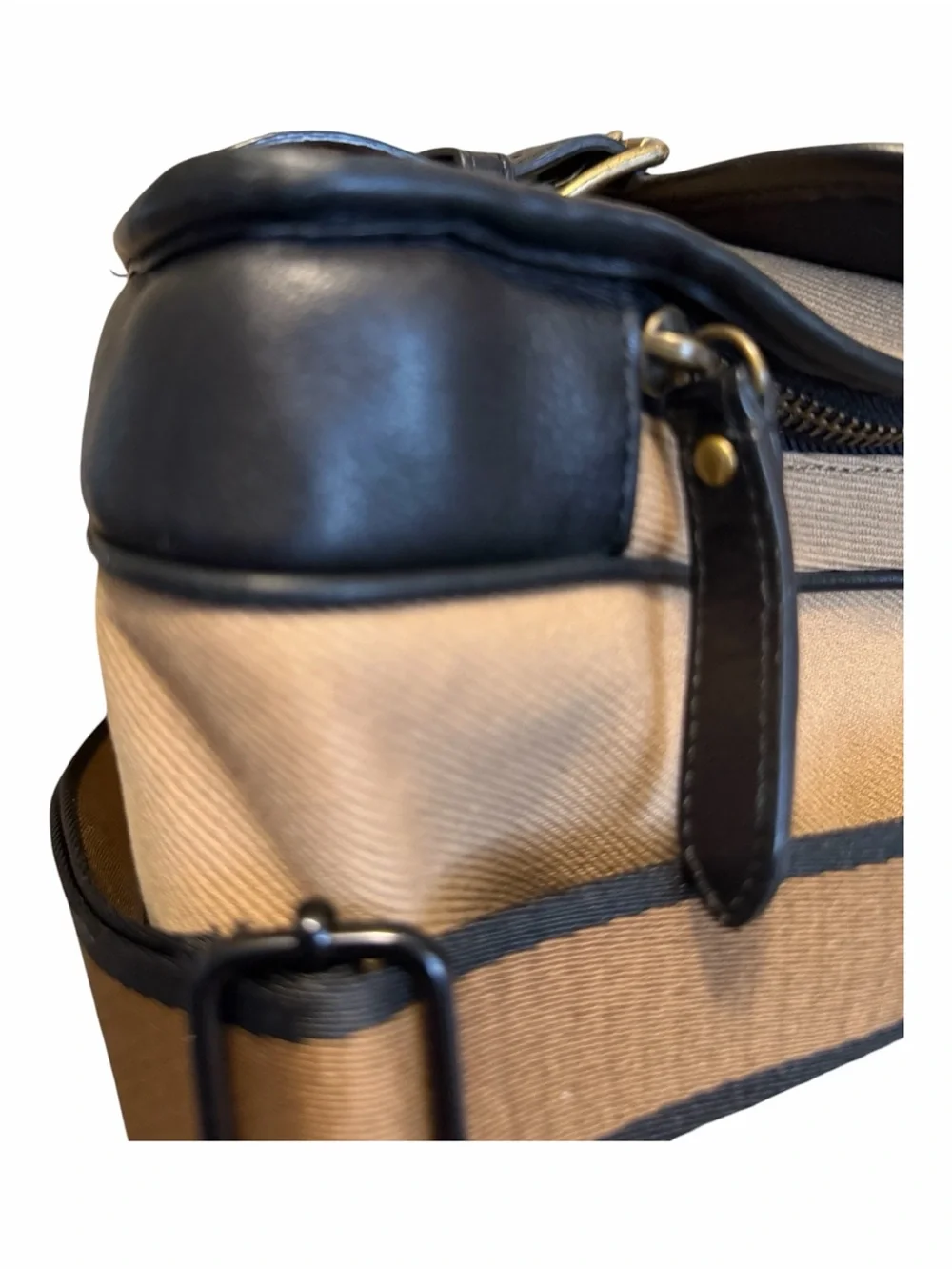 Coach Canvas & Black Leather Messenger Bag, Briefcase Laptop Crossbody